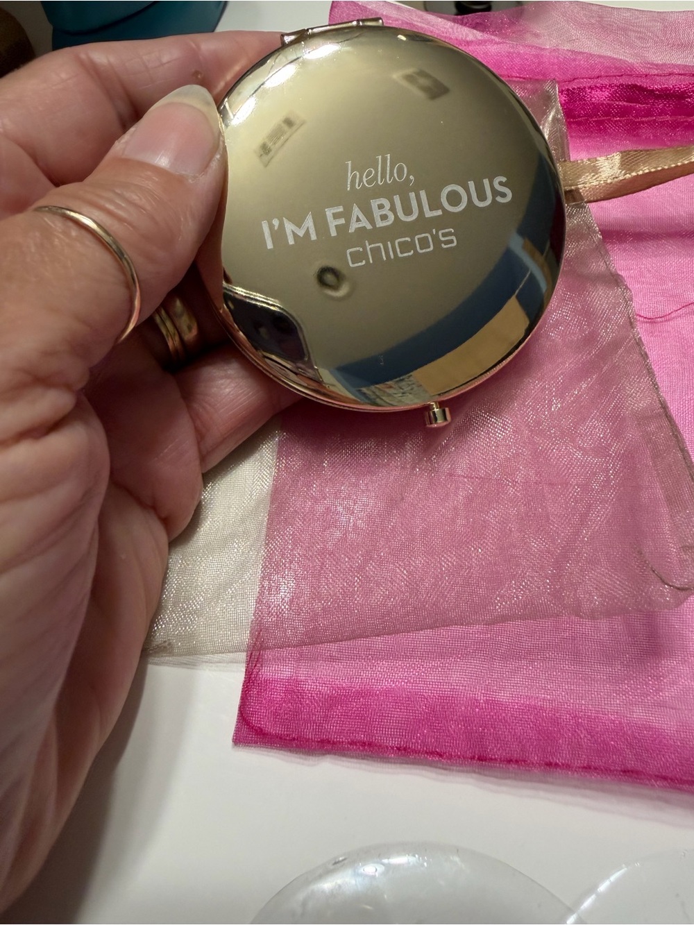 Chico's Red Textured Compact Mirror - Picture 2 of 7